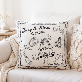 Custom Wedding Pillow Cover – Personalized Couple 