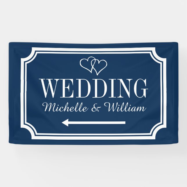 Custom wedding reception direction signage banner (Horizontal)