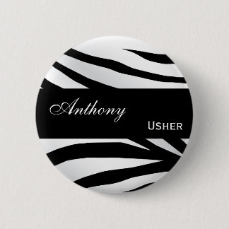Custom Wedding Role Black White Tiger Print 6 Cm Round Badge