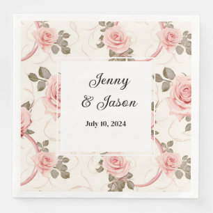 Custom Wedding Roses Paper Napkins