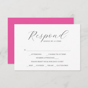 Custom Wedding RSVP Cards Vibrant Pink