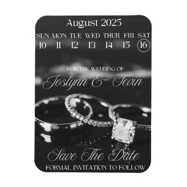 Custom Wedding Save The Date Calendar Magnet  (Vertical)