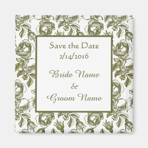 Custom Wedding Save the Date Golden Roses Magnet