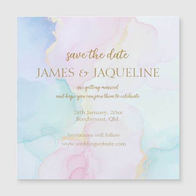 Custom Wedding Save the Date Watercolour Pastels (Front)