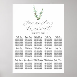 Custom Wedding Seating Chart Watercolor Rosemary
