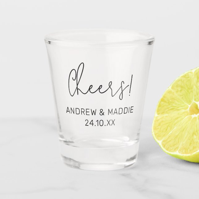 Custom Wedding Shot Glass Cheers  (Front)