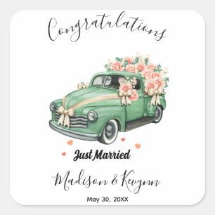 Custom Wedding Shower - Just Married Square Sticker