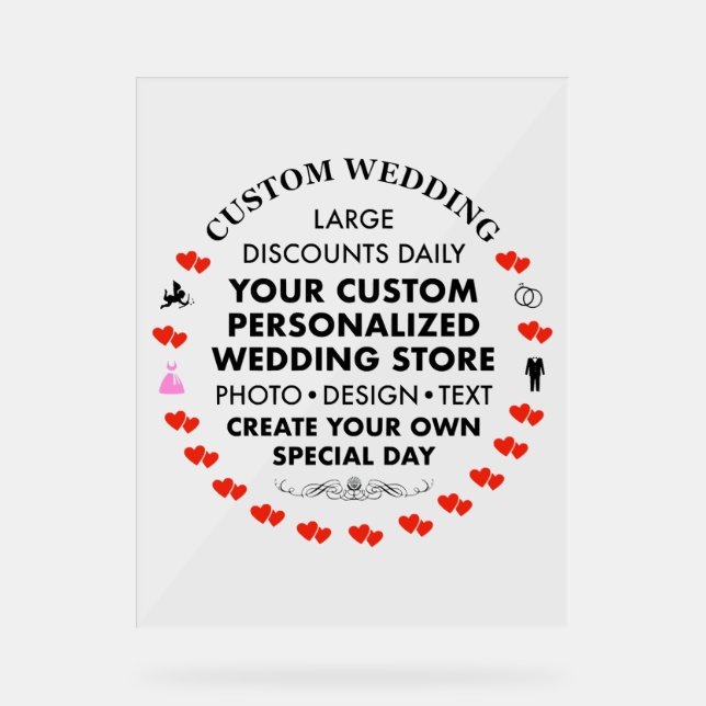 Custom Wedding Sign 14" x 11" Acrylic (Front)