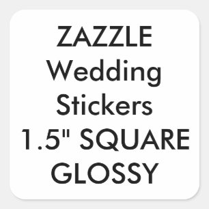 Custom Wedding Stickers 1.5" SQUARE GLOSSY, 20 pk.