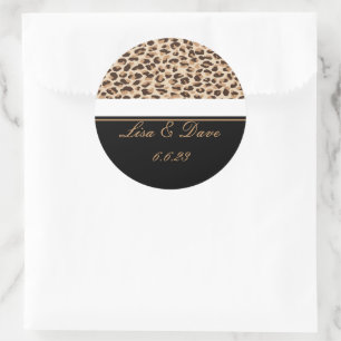 Custom Wedding Stickers Leopard Print