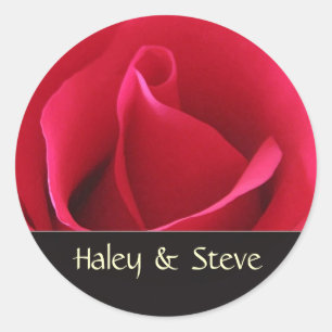 Custom wedding stickers with red rose