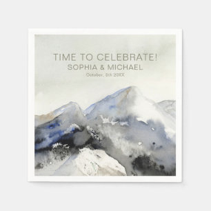 Custom Wedding Template Watercolor Mountains  Napkin
