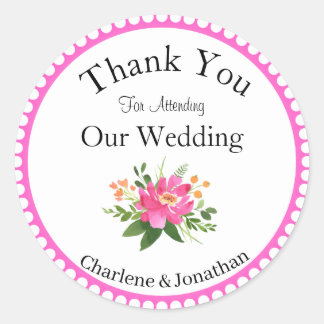 Custom Wedding Thank You Classic Round Sticker