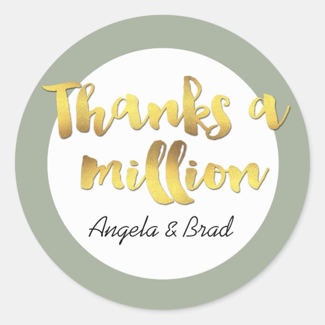 Custom Wedding Thank You Classic Round Sticker (Front)