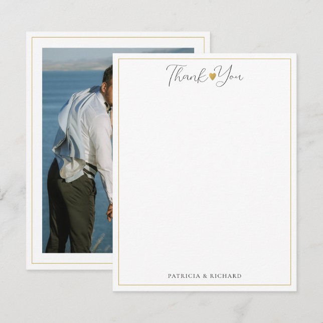 Custom Wedding Thank You Couple Names Photo  Card (Front/Back)