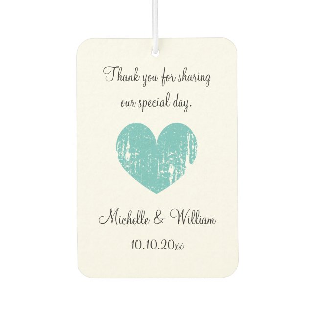 Custom wedding thank you favour car air freshener (Front)