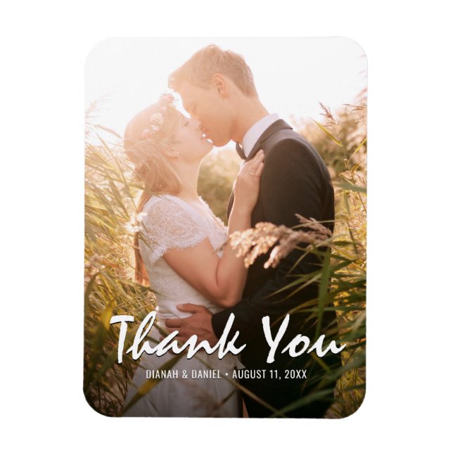 Custom Wedding Thank You Photo Fridge Magnet (Vertical)