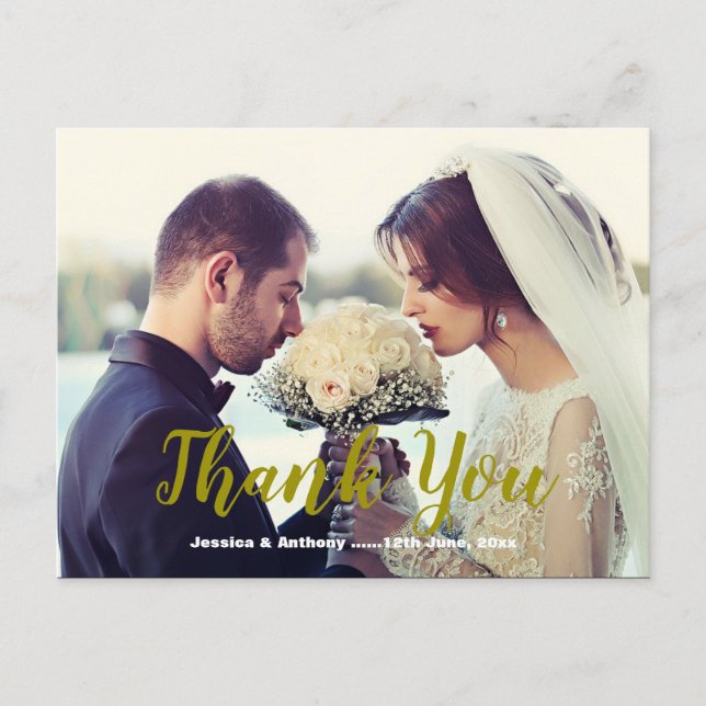 Custom Wedding 'Thank You' Postcard (Front)