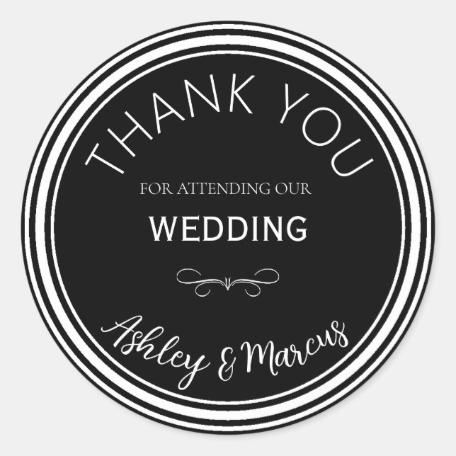 Custom Wedding Thank You Round Sticker (Front)