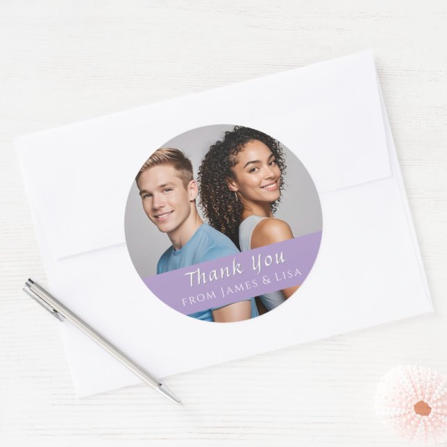 custom Wedding Thank You Single Photo Sticker (Envelope)