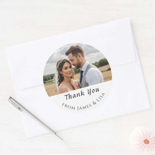 custom Wedding Thank You Single Photo Sticker (Envelope)