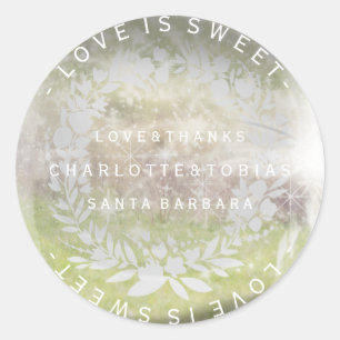 Custom Wedding Thanks Mint Green Glass Classic Round Sticker