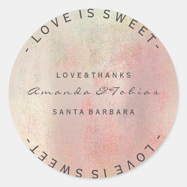Custom Wedding Thanks Paint Rose Gold Pastel Mint Classic Round Sticker (Front)