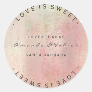 Custom Wedding Thanks Paint Rose Gold Pastel Mint Classic Round Sticker