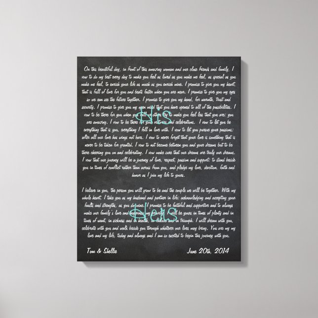 Custom Wedding Vows on Canvas Print (Front)