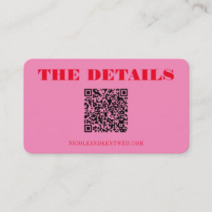 Custom Wedding Website Red Pink QR RSVP Details Enclosure Card