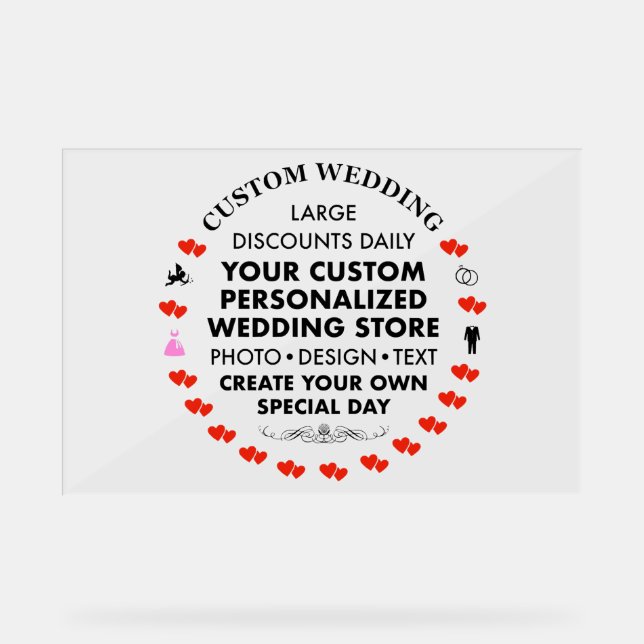 Custom Wedding Welcome Sign 12" x 18" Acrylic (Front)