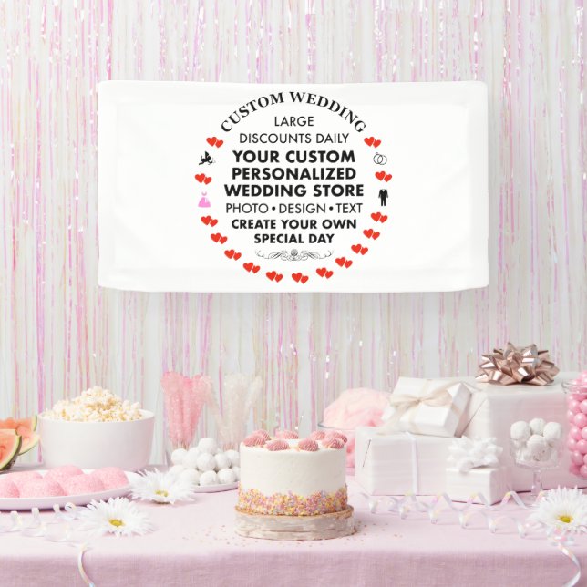 Custom Wedding Welcome Sign 1.6' x 3' Vinyl Banner (Party)