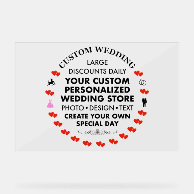 Custom Wedding Welcome Sign 20" x 30" Acrylic (Front)