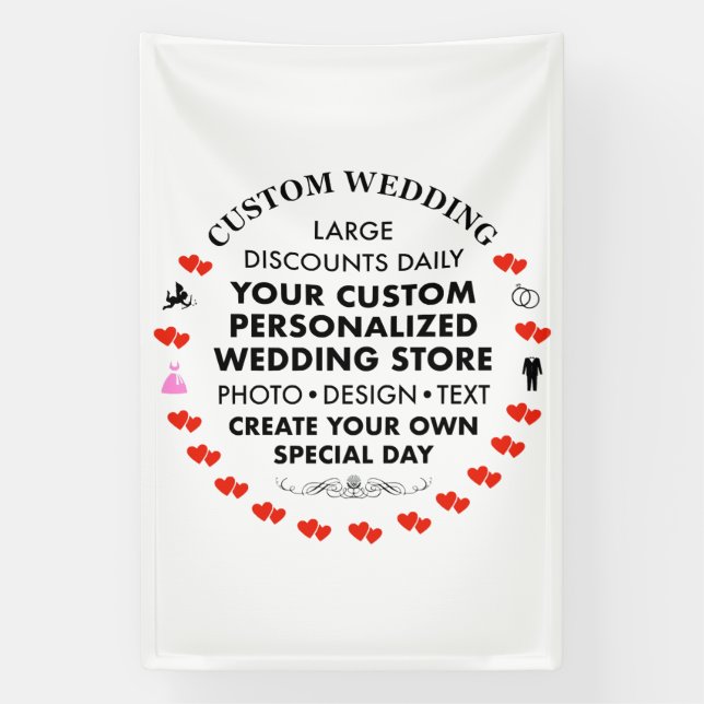 Custom Wedding Welcome Sign 6' x 4' Vinyl Banner (Vertical)