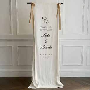 Custom Wedding Welcome Sign, Elegant Linen Fabric  Banner