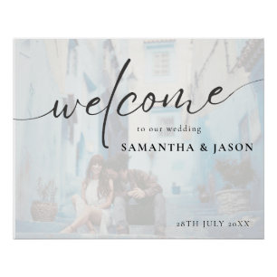 Custom Wedding Welcome Sign with Couple's Photo