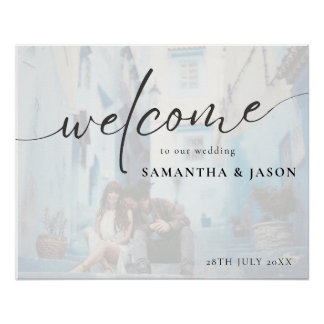 Custom Wedding Welcome Sign with Couple's Photo