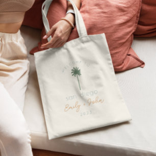 custom wedding welcome to San Diego tote bag