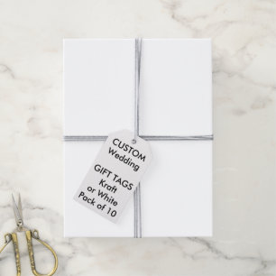 Custom Wedding WHITE Gift Tags, GRAY Twine Gift Tags