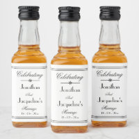 Custom Wedding White Mini Liquor Bottle Labels