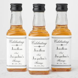 Custom Wedding White Mini Liquor Bottle Labels