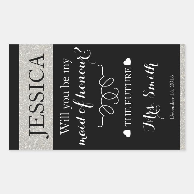 custom Wedding wine bottle label maid of honour (Front)