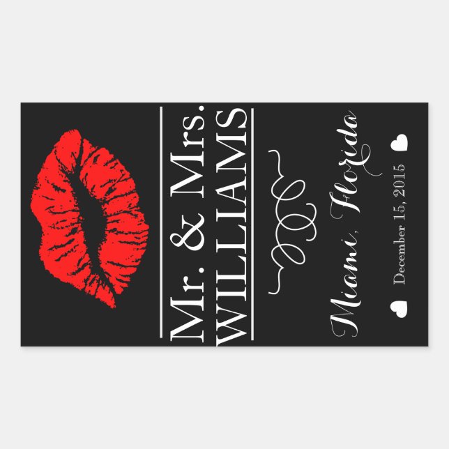 custom Wedding wine bottle label table centre lips (Front)