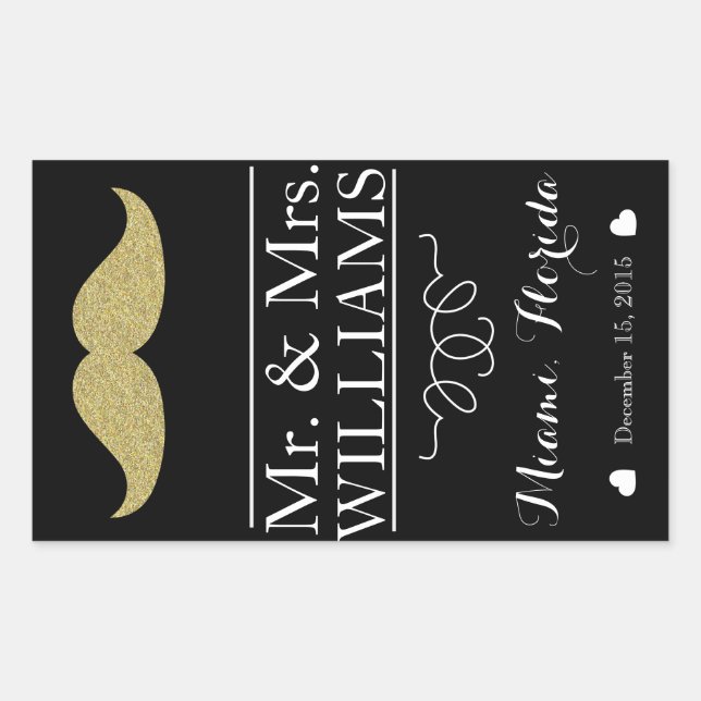 custom Wedding wine bottle label table moustache (Front)