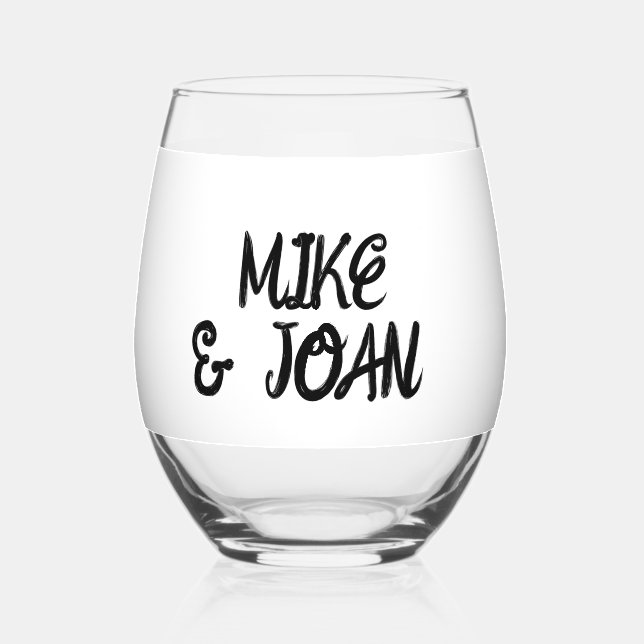 CUSTOM WEDING WINE GLASS GLASSES (Front)