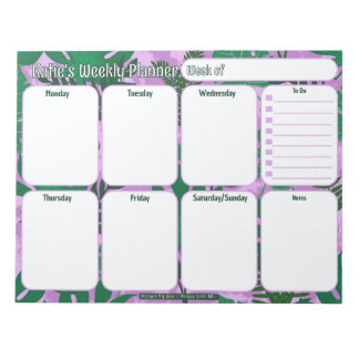 Custom Weekly Planner | Jungle Leaves Pattern Notepad