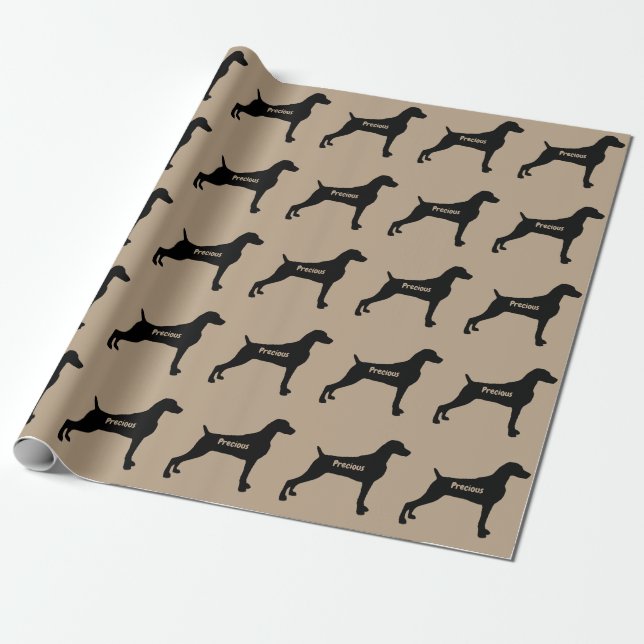 Custom Weimaraner Dog Breed Silhouette Wrapping Paper (Unrolled)