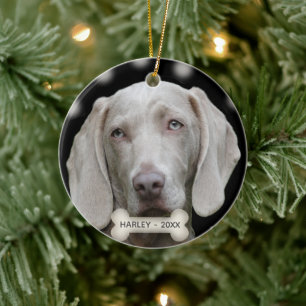 Custom Weimaraner Dog Photo Ceramic Tree Decoration