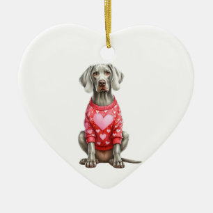 Custom Weimaraner Dog Valentine Ceramic Tree Decoration