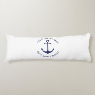 Custom Welcome Aboard nautical anchor blue white Body Cushion